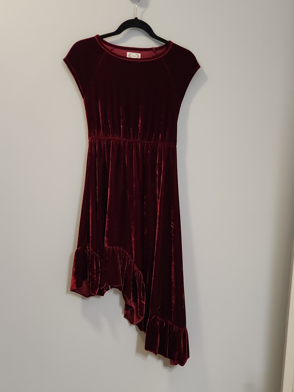 Mia Joy by Joyfolie Burgundy Velvet Asymmetrical Dress Girls Size 10